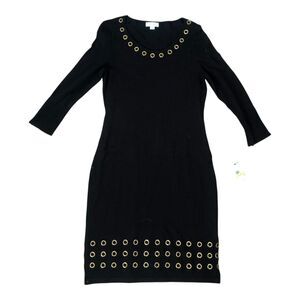NWT‎ CALVIN KLEIN Grommet Detail Zip Cuffs Black Office Workwear Sweater Dress M